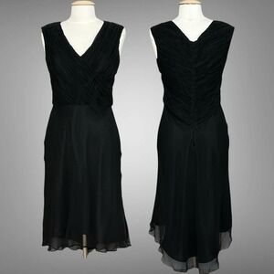 VTG Robbie Bee Womens Dress 6 Black Silk Satin Lined Chiffon Whimsigoth Fairy